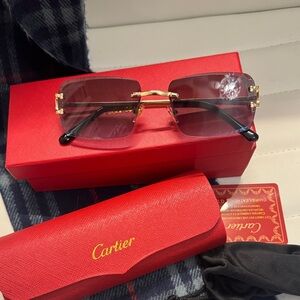 Cartier Burgundy and Gold Sunglasses